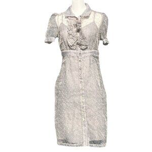 BETSEY JOHNSON Vintage BLACK LABEL Silver Glass Button Dress